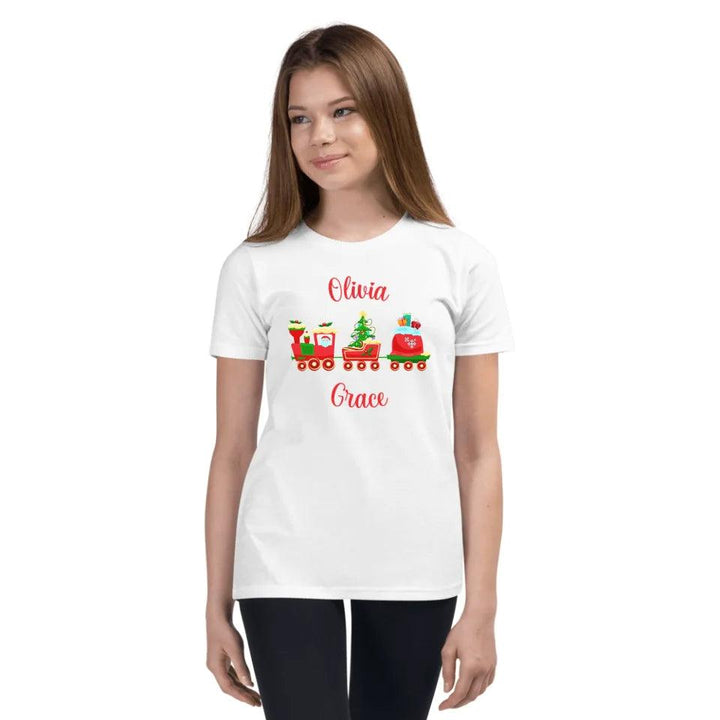 Custom Christmas Santa Gingerbread Train T-Shirt - ART-TSH180 - ARTFULANE