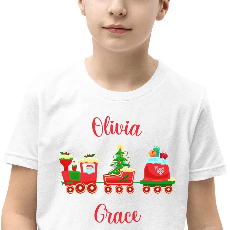 Custom Christmas Santa Gingerbread Train T-Shirt - ART-TSH180 - ARTFULANE