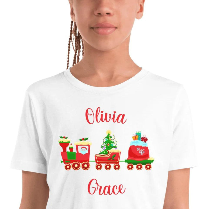 Custom Christmas Santa Gingerbread Train T-Shirt - ART-TSH180 - ARTFULANE