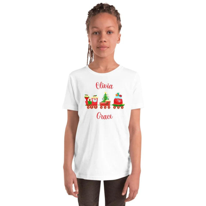 Custom Christmas Santa Gingerbread Train T-Shirt - ART-TSH180 - ARTFULANE