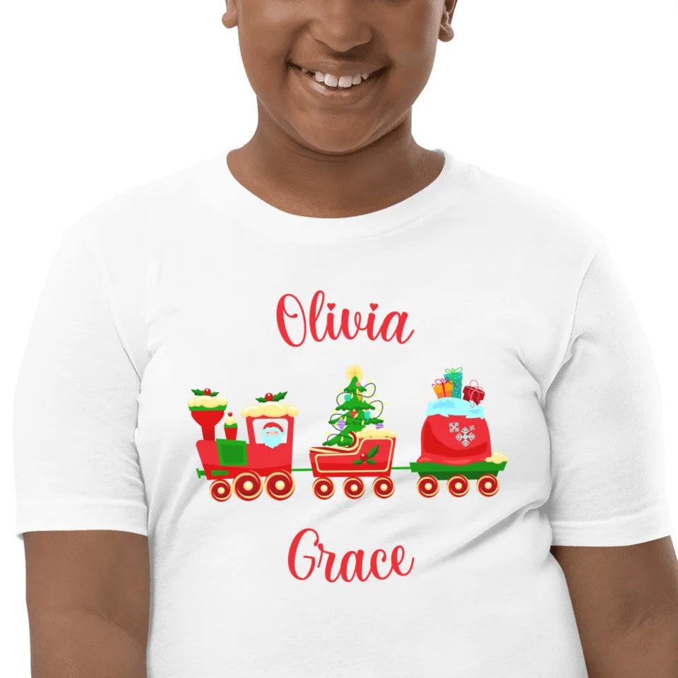 Custom Christmas Santa Gingerbread Train T-Shirt - ART-TSH180 - ARTFULANE