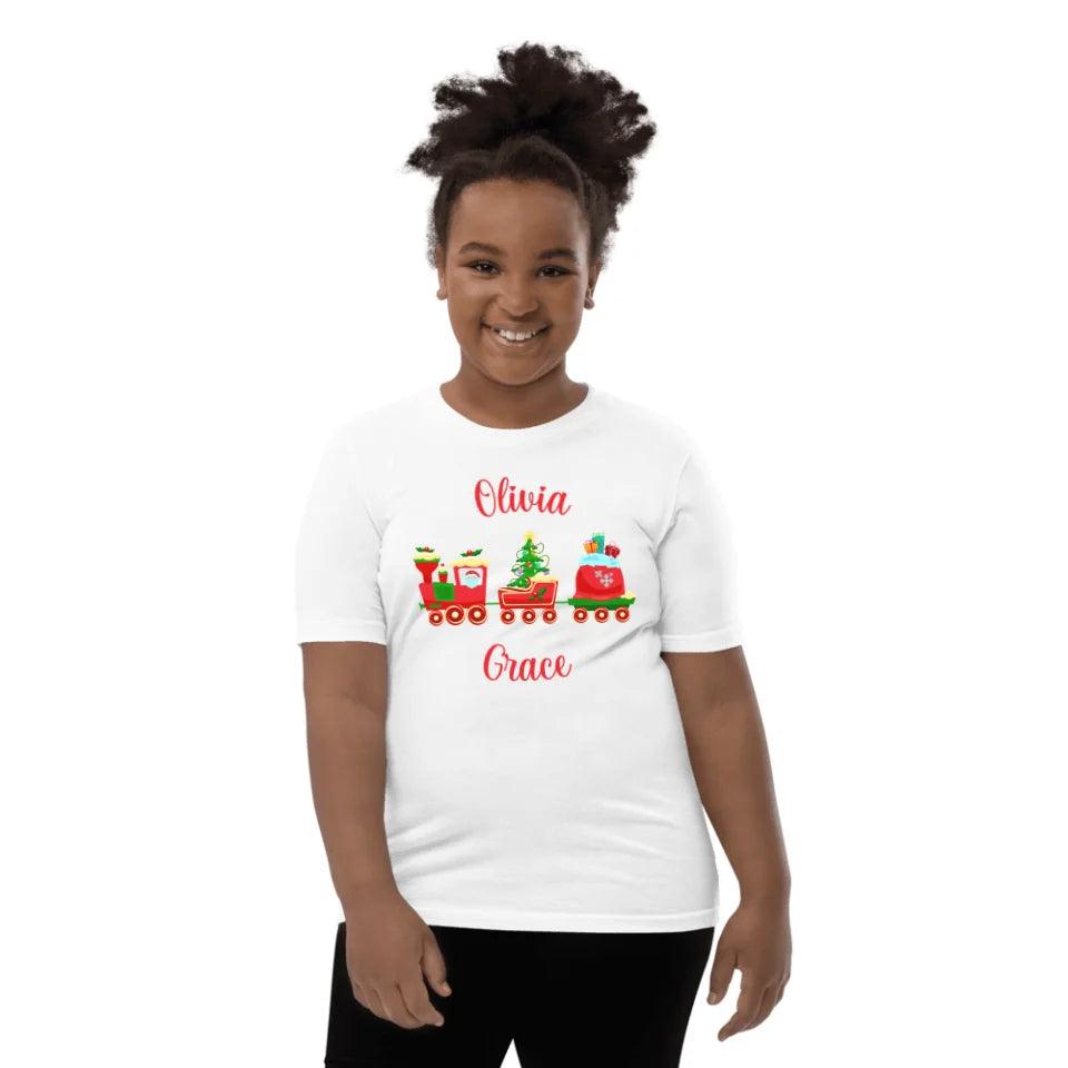 Custom Christmas Santa Gingerbread Train T-Shirt - ART-TSH180 - ARTFULANE