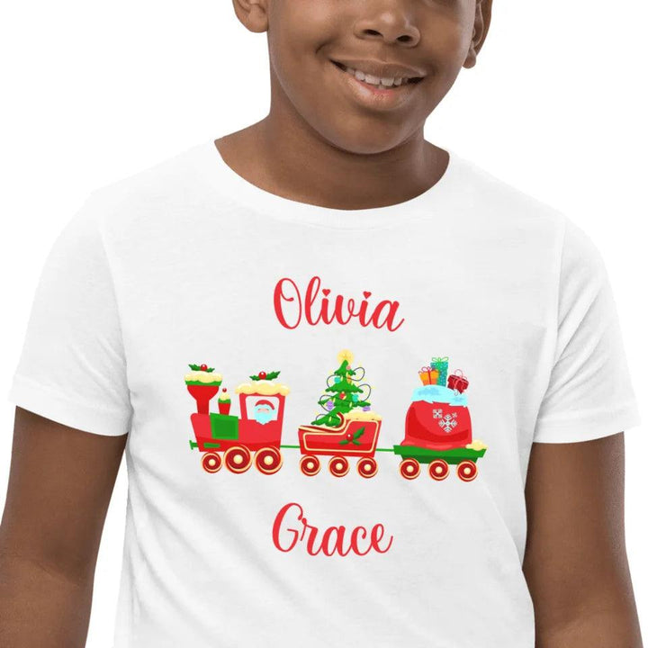 Custom Christmas Santa Gingerbread Train T-Shirt - ART-TSH180 - ARTFULANE