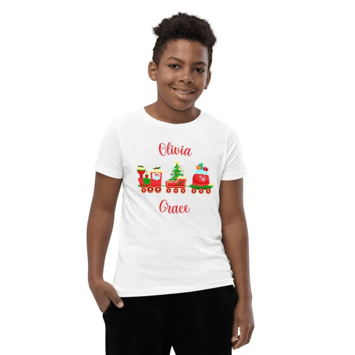 Custom Christmas Santa Gingerbread Train T-Shirt - ART-TSH180 - ARTFULANE