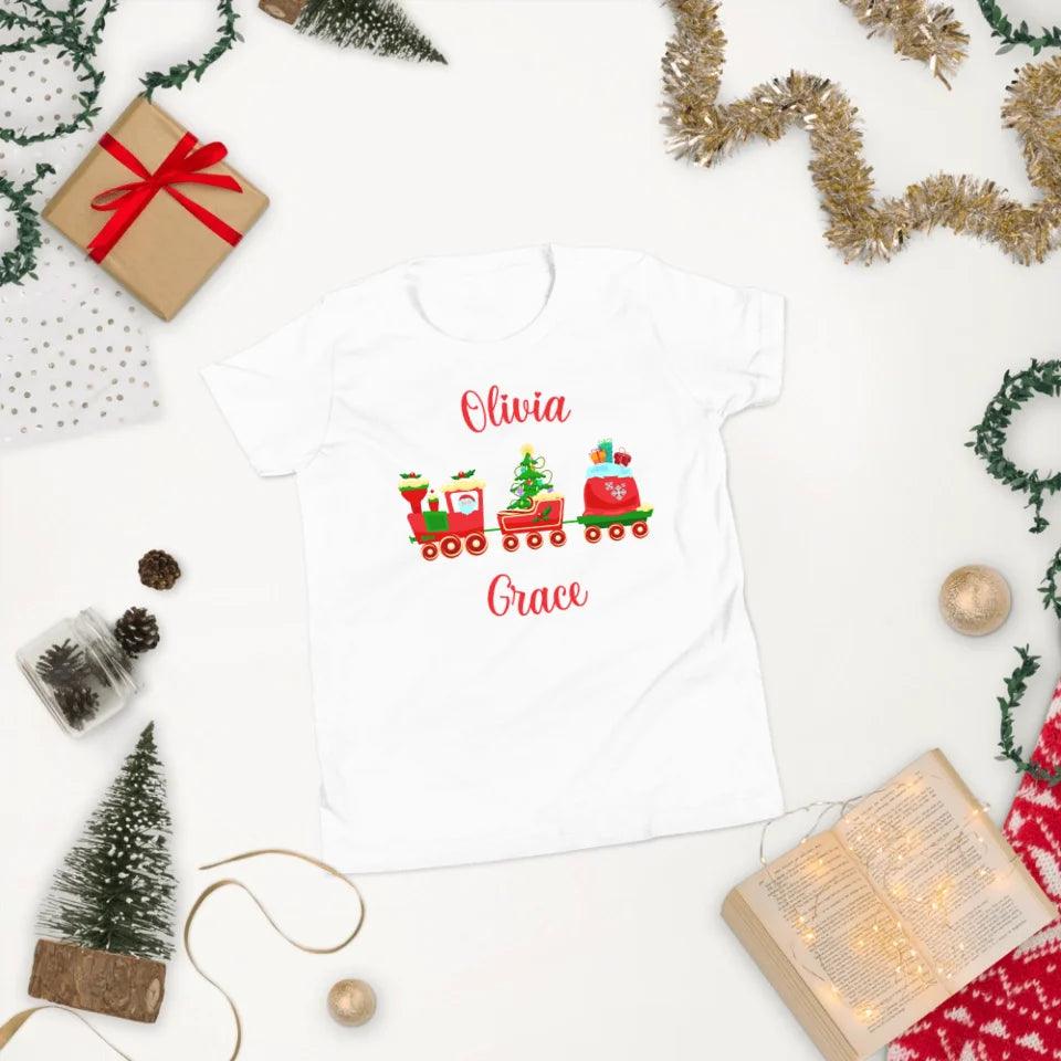 Custom Christmas Santa Gingerbread Train T-Shirt - ART-TSH180 - ARTFULANE