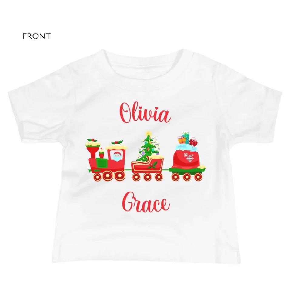 Custom Christmas Santa Gingerbread Train T-Shirt - ART-TSH180 - ARTFULANE