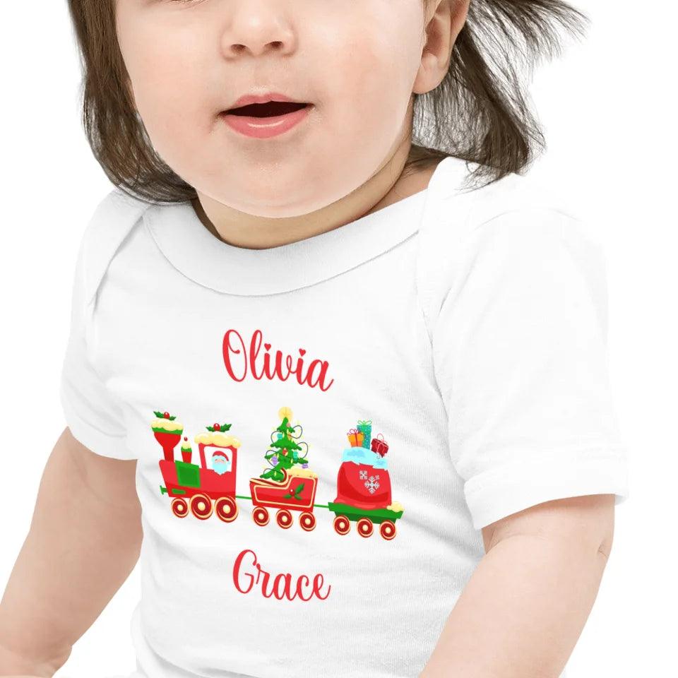 Custom Christmas Santa Gingerbread Train T-Shirt - ART-TSH180 - ARTFULANE