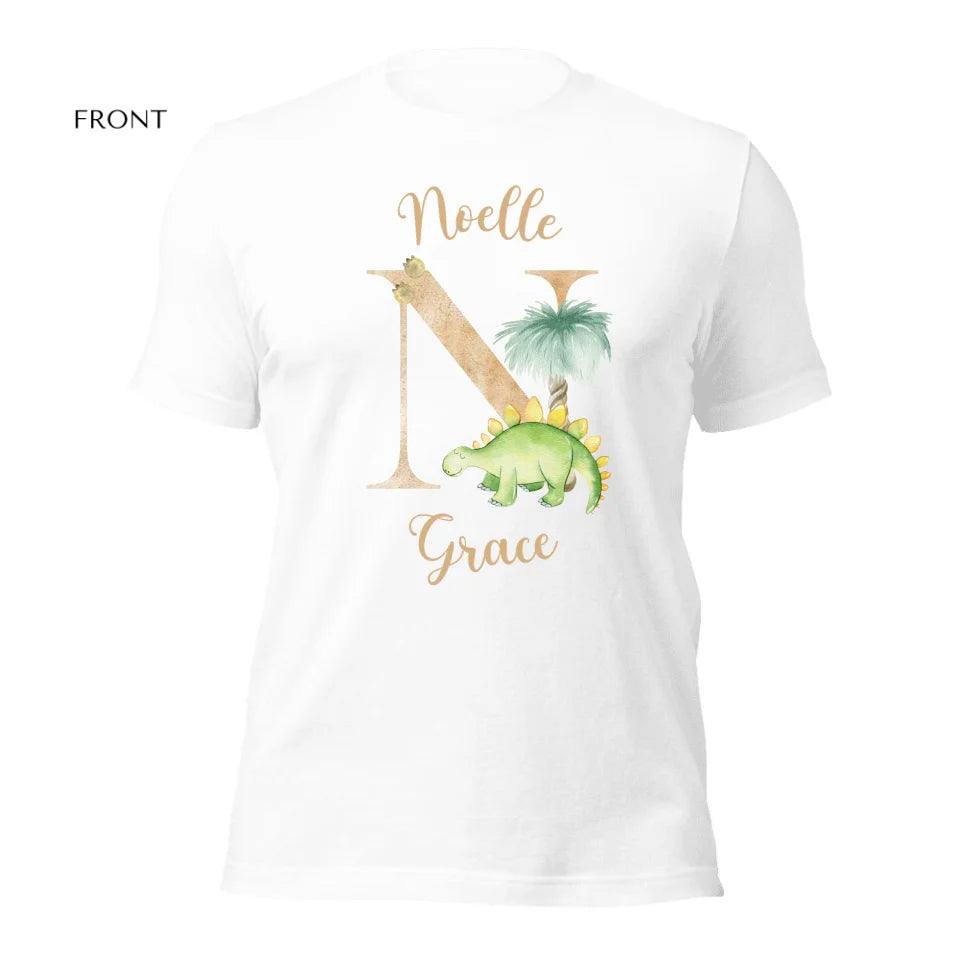 Custom Watercolor Dinosaur Alphabet T-Shirt - ART-TSH186 - ARTFULANE