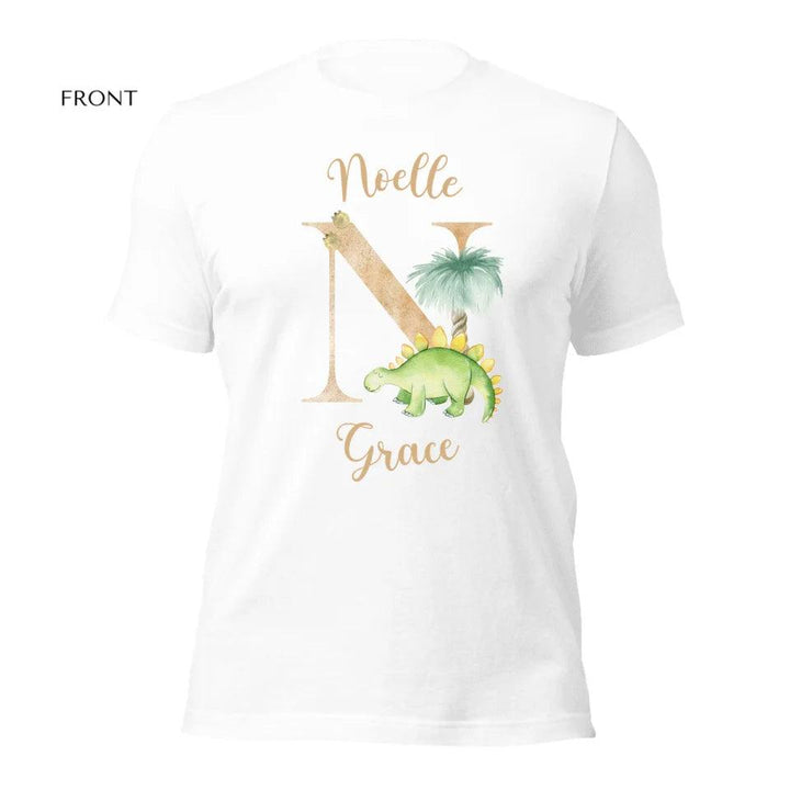 Custom Watercolor Dinosaur Alphabet T-Shirt - ART-TSH186 - ARTFULANE