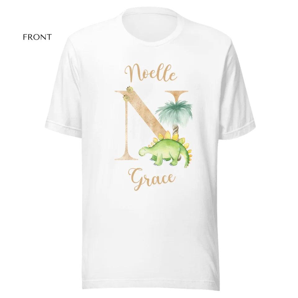 Custom Watercolor Dinosaur Alphabet T-Shirt - ART-TSH186 - ARTFULANE