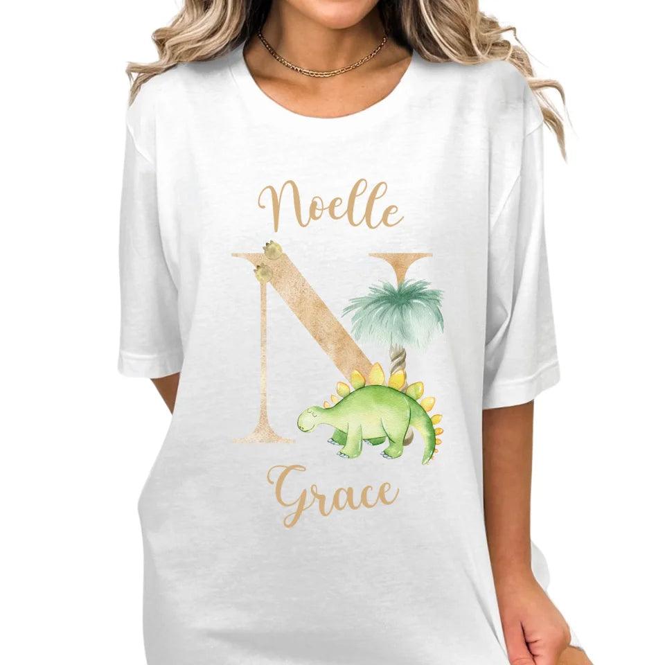 Custom Watercolor Dinosaur Alphabet T-Shirt - ART-TSH186 - ARTFULANE