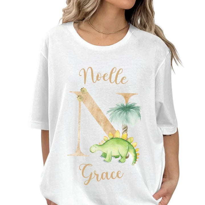 Custom Watercolor Dinosaur Alphabet T-Shirt - ART-TSH186 - ARTFULANE