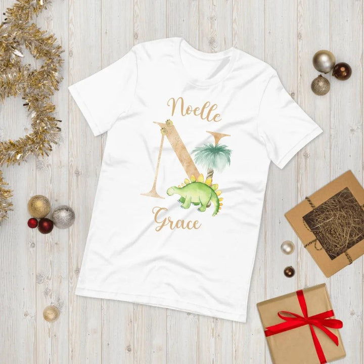 Custom Watercolor Dinosaur Alphabet T-Shirt - ART-TSH186 - ARTFULANE