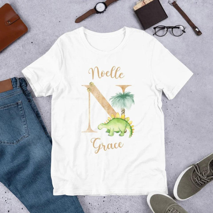 Custom Watercolor Dinosaur Alphabet T-Shirt - ART-TSH186 - ARTFULANE