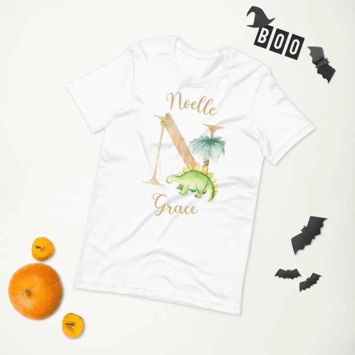 Custom Watercolor Dinosaur Alphabet T-Shirt - ART-TSH186 - ARTFULANE