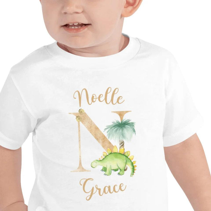 Custom Watercolor Dinosaur Alphabet T-Shirt - ART-TSH186 - ARTFULANE