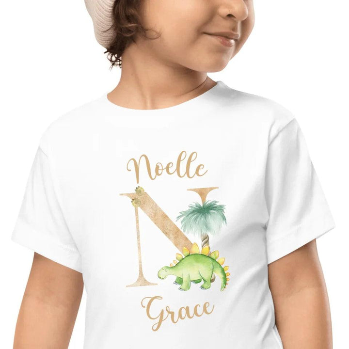 Custom Watercolor Dinosaur Alphabet T-Shirt - ART-TSH186 - ARTFULANE