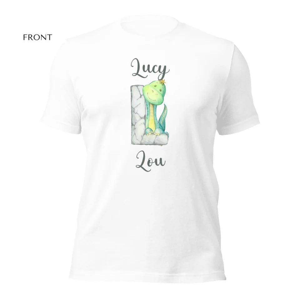 Custom Watercolor Dinosaur Stone Alphabet T-Shirt - ART-TSH187 - ARTFULANE