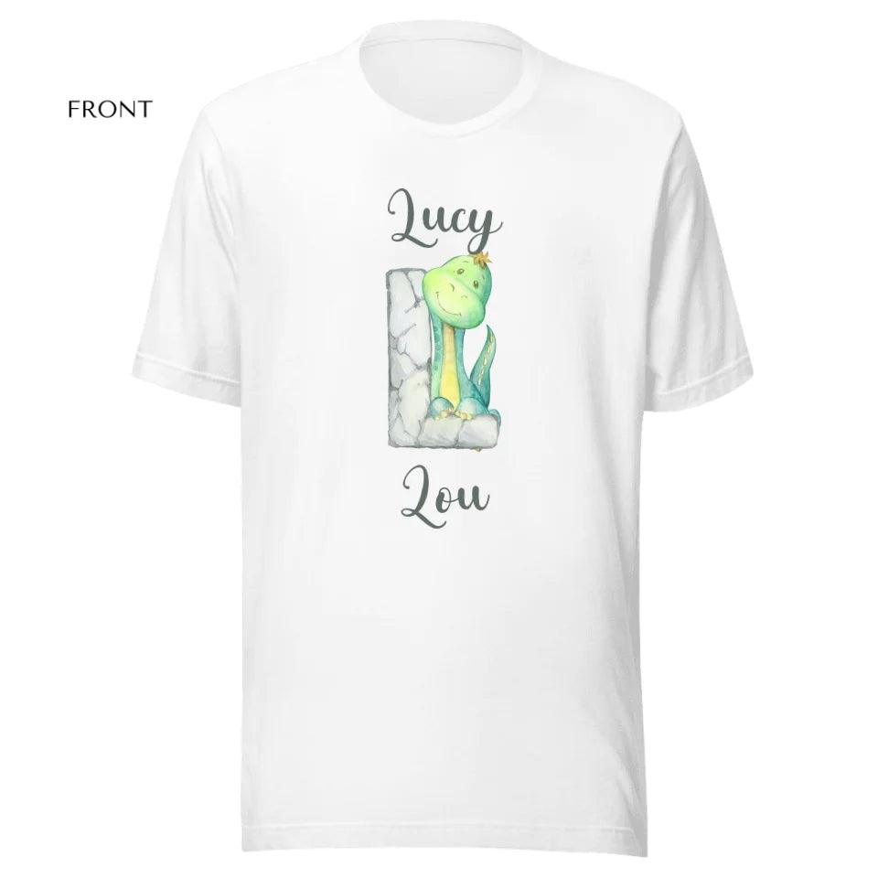 Custom Watercolor Dinosaur Stone Alphabet T-Shirt - ART-TSH187 - ARTFULANE