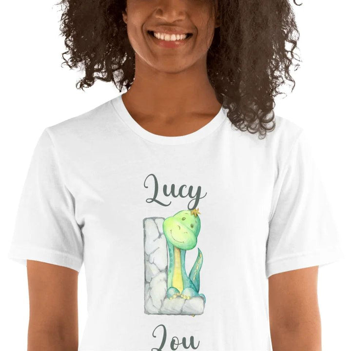 Custom Watercolor Dinosaur Stone Alphabet T-Shirt - ART-TSH187 - ARTFULANE