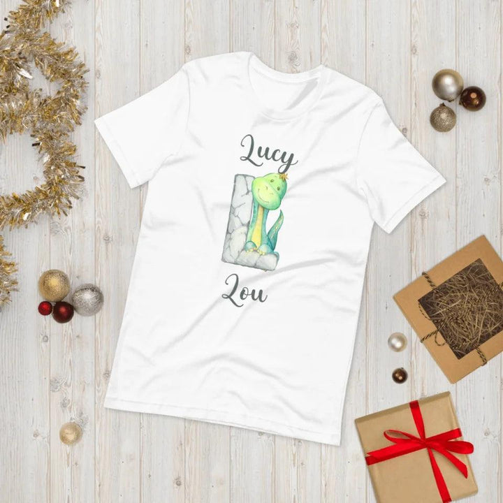 Custom Watercolor Dinosaur Stone Alphabet T-Shirt - ART-TSH187 - ARTFULANE