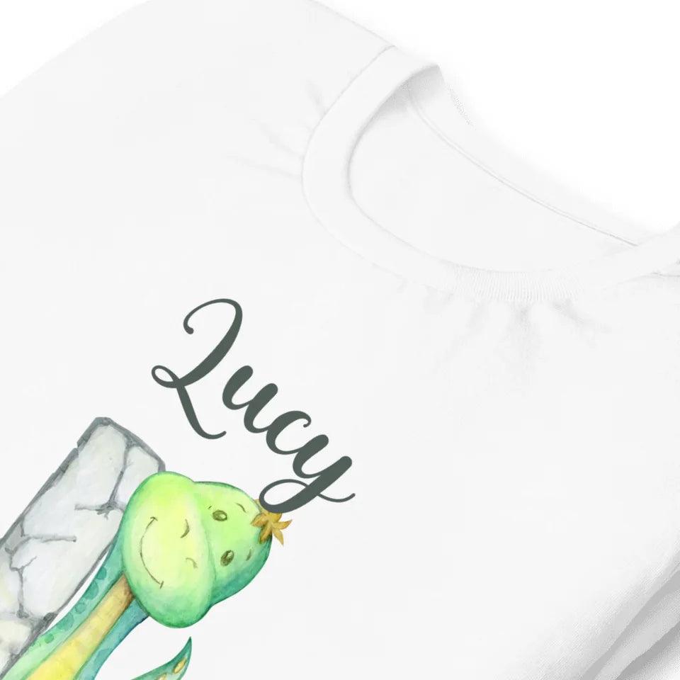 Custom Watercolor Dinosaur Stone Alphabet T-Shirt - ART-TSH187 - ARTFULANE