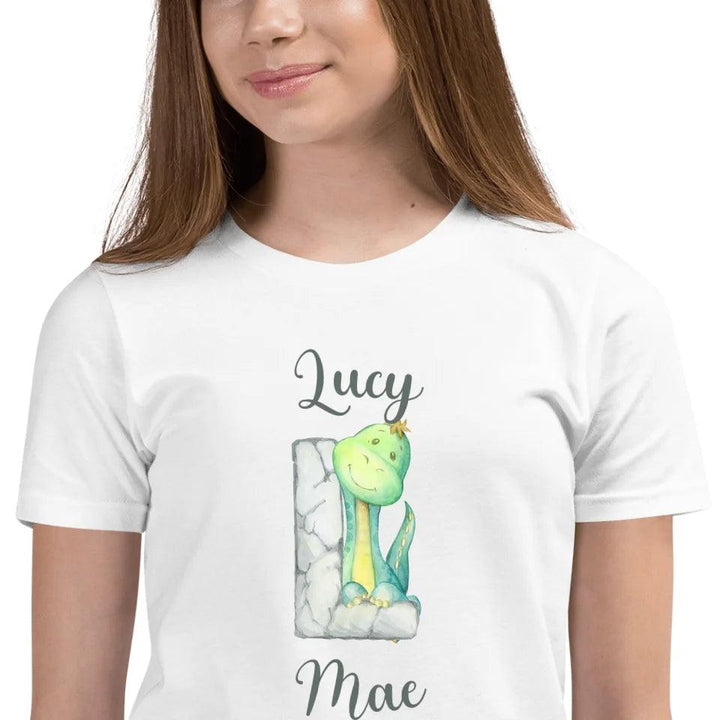 Custom Watercolor Dinosaur Stone Alphabet T-Shirt - ART-TSH187 - ARTFULANE