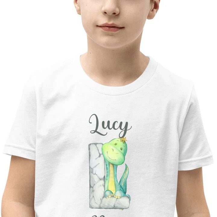 Custom Watercolor Dinosaur Stone Alphabet T-Shirt - ART-TSH187 - ARTFULANE