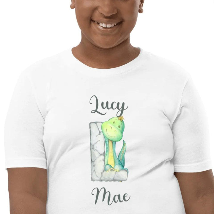 Custom Watercolor Dinosaur Stone Alphabet T-Shirt - ART-TSH187 - ARTFULANE