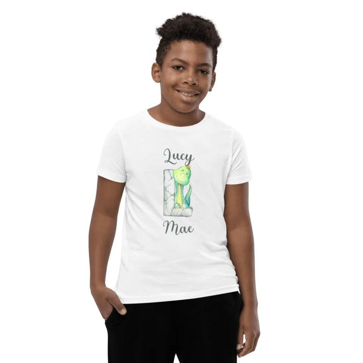 Custom Watercolor Dinosaur Stone Alphabet T-Shirt - ART-TSH187 - ARTFULANE