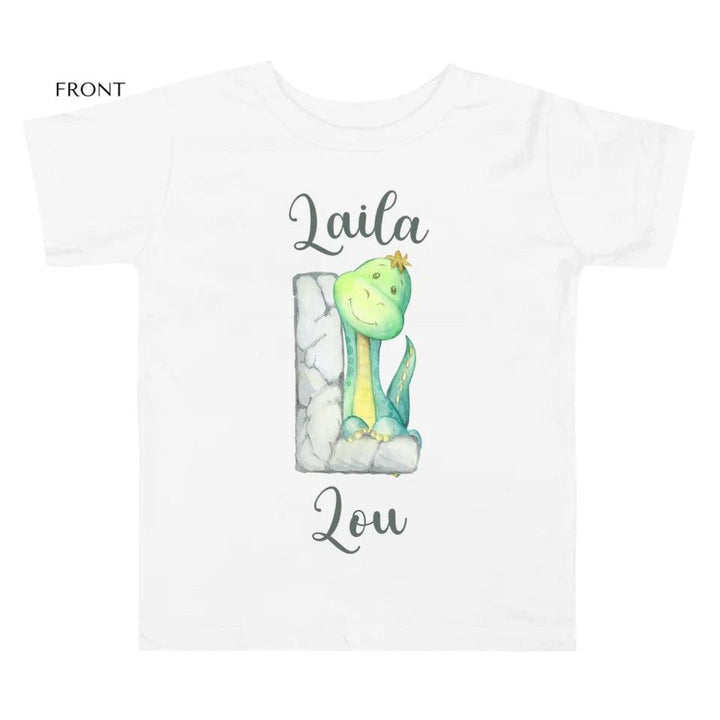 Custom Watercolor Dinosaur Stone Alphabet T-Shirt - ART-TSH187 - ARTFULANE