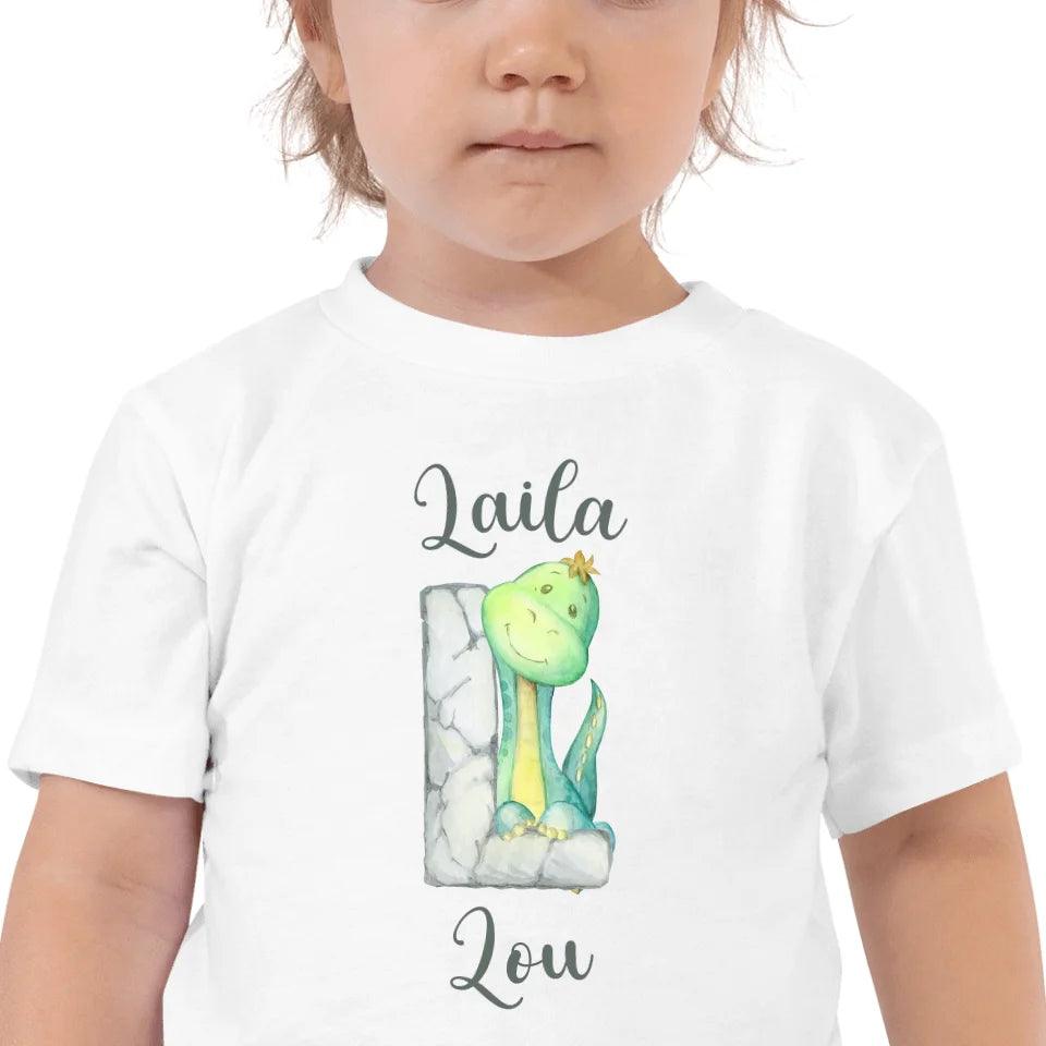 Custom Watercolor Dinosaur Stone Alphabet T-Shirt - ART-TSH187 - ARTFULANE