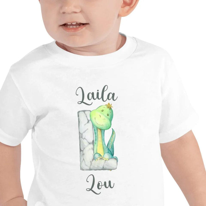 Custom Watercolor Dinosaur Stone Alphabet T-Shirt - ART-TSH187 - ARTFULANE