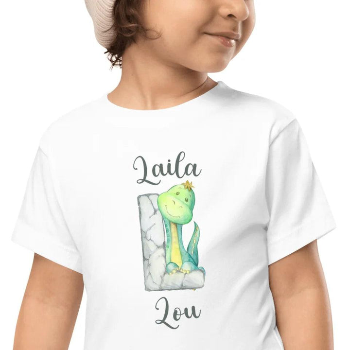 Custom Watercolor Dinosaur Stone Alphabet T-Shirt - ART-TSH187 - ARTFULANE