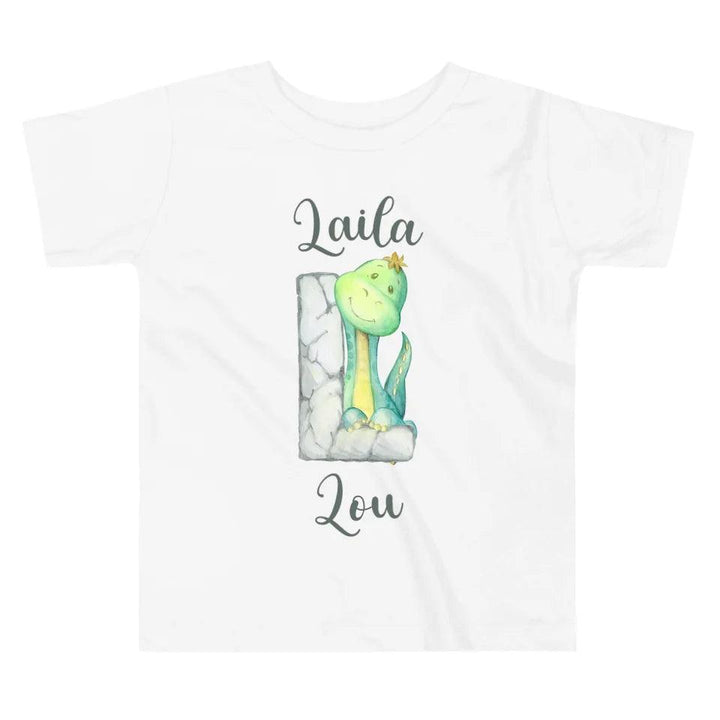 Custom Watercolor Dinosaur Stone Alphabet T-Shirt - ART-TSH187 - ARTFULANE