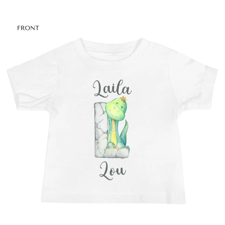 Custom Watercolor Dinosaur Stone Alphabet T-Shirt - ART-TSH187 - ARTFULANE