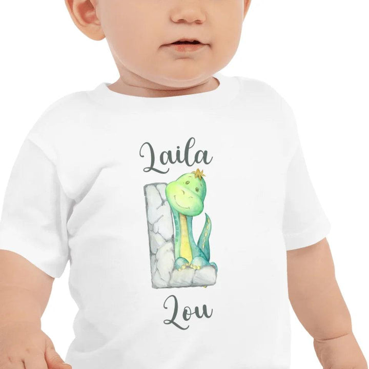 Custom Watercolor Dinosaur Stone Alphabet T-Shirt - ART-TSH187 - ARTFULANE