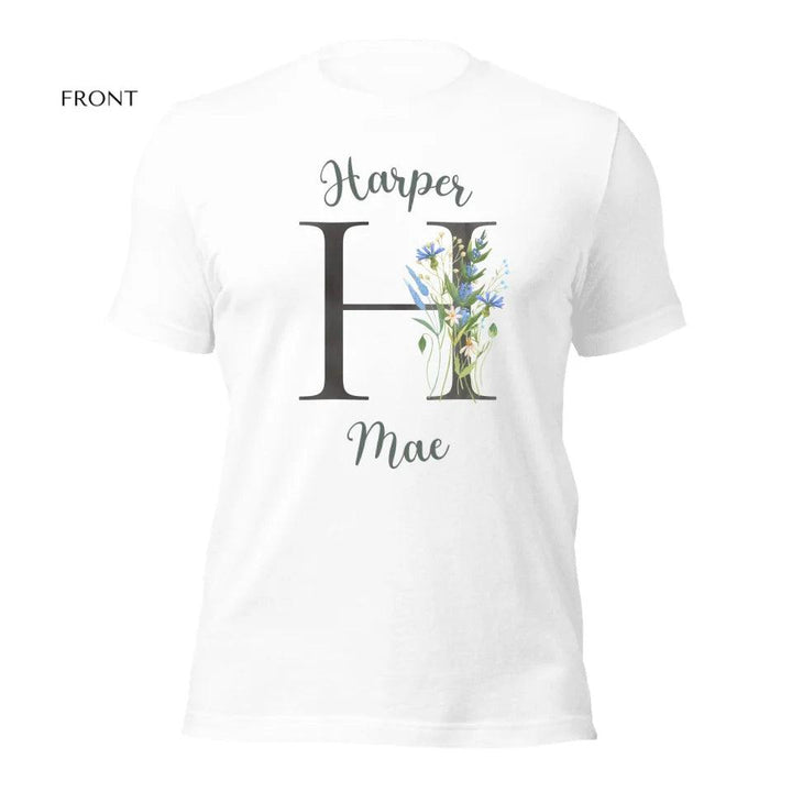 Custom Watercolor Wildflower Dark Alphabet T-Shirt - ART-TSH188 - ARTFULANE