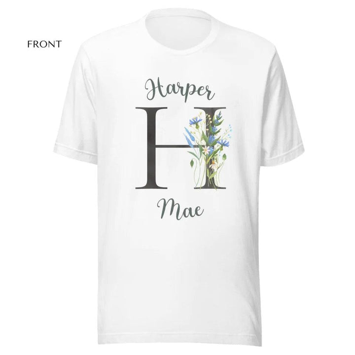 Custom Watercolor Wildflower Dark Alphabet T-Shirt - ART-TSH188 - ARTFULANE