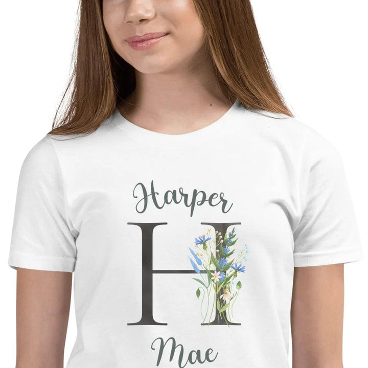 Custom Watercolor Wildflower Dark Alphabet T-Shirt - ART-TSH188 - ARTFULANE