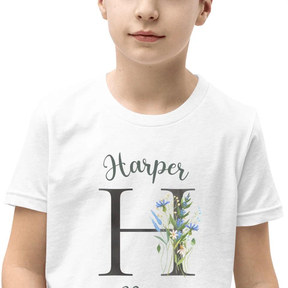 Custom Watercolor Wildflower Dark Alphabet T-Shirt - ART-TSH188 - ARTFULANE