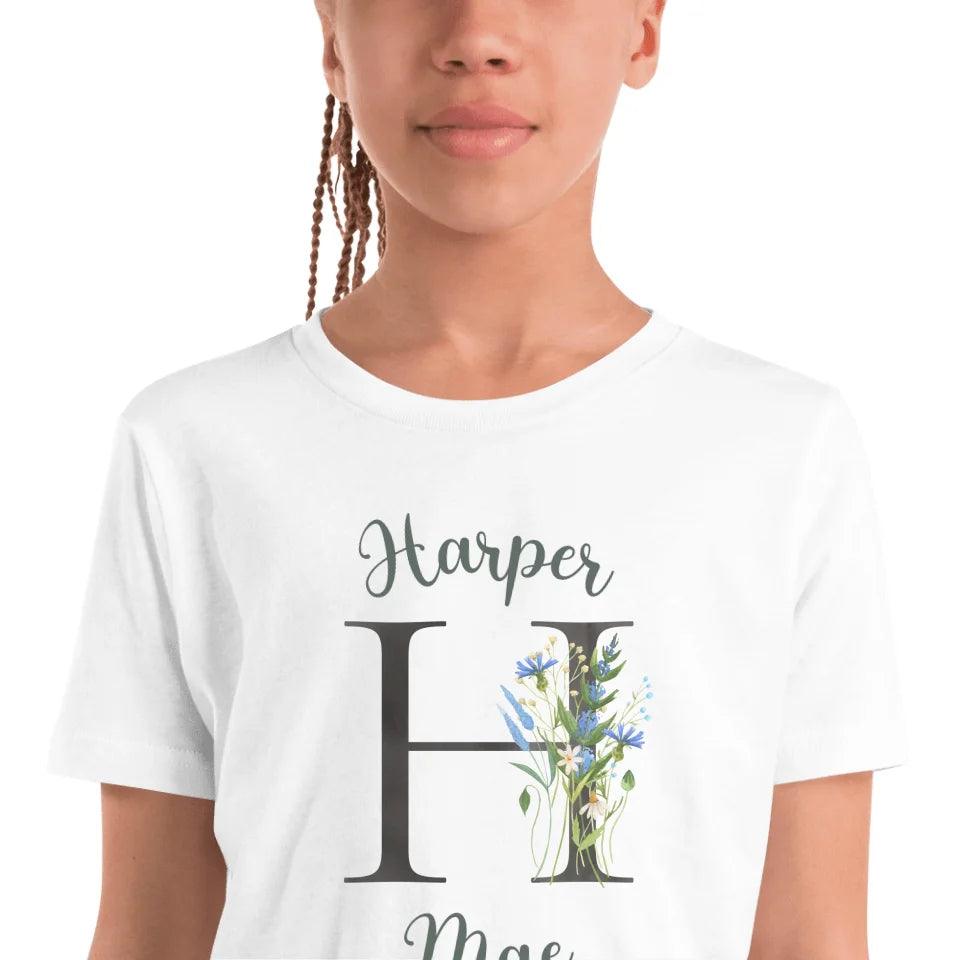 Custom Watercolor Wildflower Dark Alphabet T-Shirt - ART-TSH188 - ARTFULANE