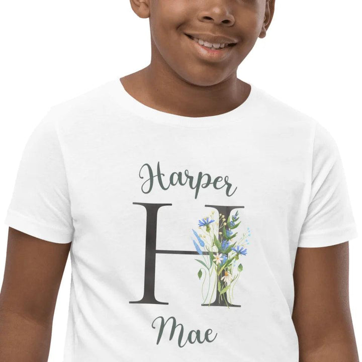 Custom Watercolor Wildflower Dark Alphabet T-Shirt - ART-TSH188 - ARTFULANE