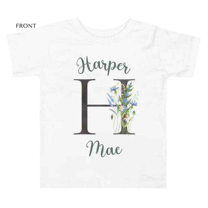 Custom Watercolor Wildflower Dark Alphabet T-Shirt - ART-TSH188 - ARTFULANE