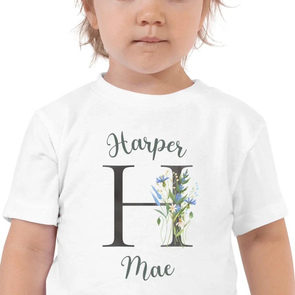 Custom Watercolor Wildflower Dark Alphabet T-Shirt - ART-TSH188 - ARTFULANE