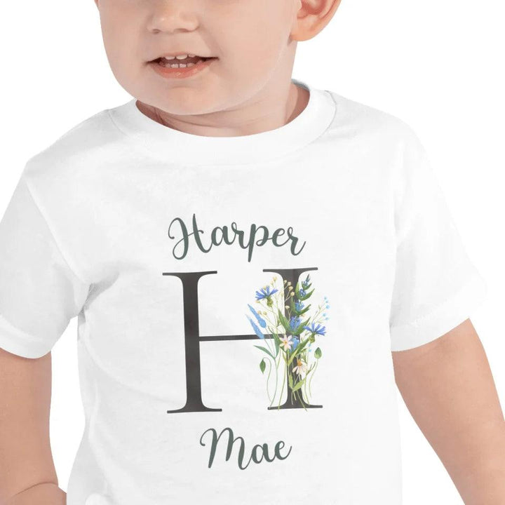 Custom Watercolor Wildflower Dark Alphabet T-Shirt - ART-TSH188 - ARTFULANE