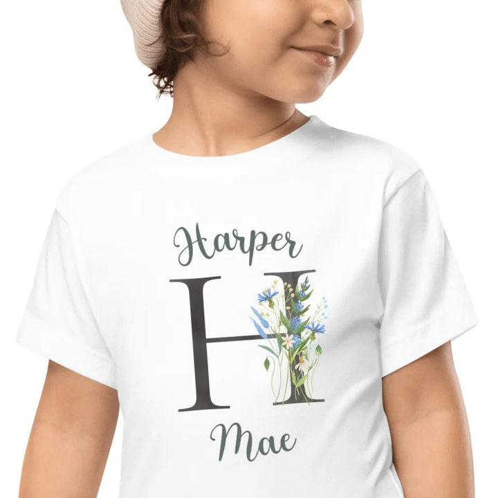 Custom Watercolor Wildflower Dark Alphabet T-Shirt - ART-TSH188 - ARTFULANE