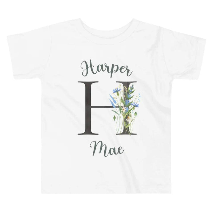 Custom Watercolor Wildflower Dark Alphabet T-Shirt - ART-TSH188 - ARTFULANE