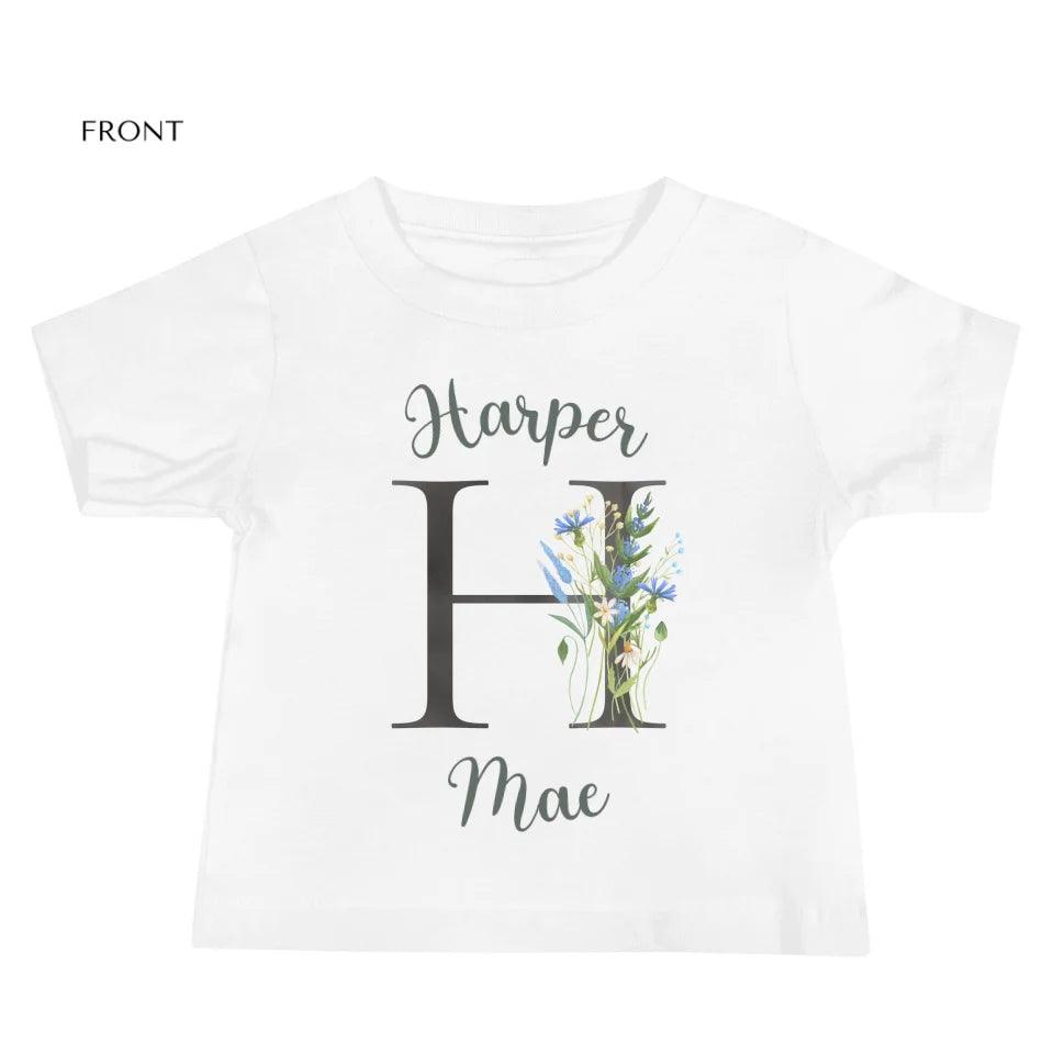 Custom Watercolor Wildflower Dark Alphabet T-Shirt - ART-TSH188 - ARTFULANE