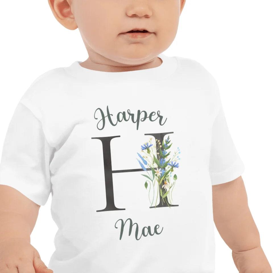 Custom Watercolor Wildflower Dark Alphabet T-Shirt - ART-TSH188 - ARTFULANE